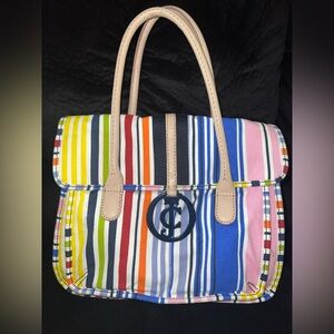 Juicy Couture Multicolor Striped Satchel with Removable Adjustable Strap